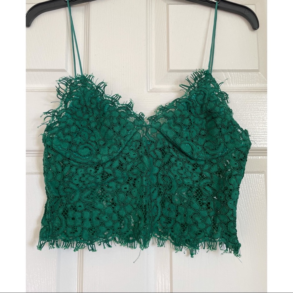 Zara green lace crop top